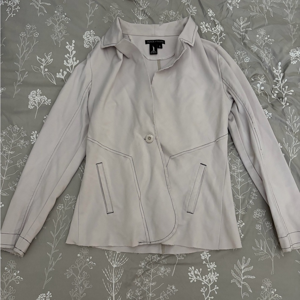 Peace of Cloth Women's Light Gray Single-Button Blazer